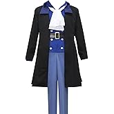 Nsoking Anime Mens Suit Cosplay Cloak Blue Coat Pants Belt Scarf Uniform Halloween Outfit Christmas