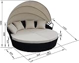 EVRE Bali 3 Piece Circular Rattan Day Bed Set with Extendable Canopy Black view 7