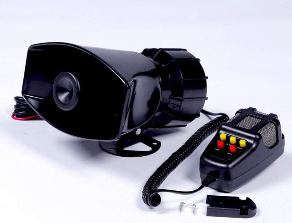 Feng 5 Tone Sound Car Siren Vehicle Horn with Mic PA Speaker System Emergency Sound Amplifier - 100W Emergency Sounds Electric Horn-Hooter/Ambulance/Siren/Traffic Sound with PA Microphone System