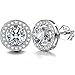 ZENI Initial Letter A-Z Stud Earrings for Women Girls, 925 Sterling Silver Cubic Zirconia Earrings, Small Disc Alphabet Studs Customize Gifts