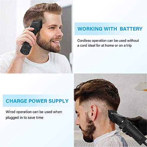 Haarschneider, Newday Haarschneider Herren Profi Haarschneidemaschine Elektrischer Bartschneider Haartrimmer Präzisionstrimmer Männer Wiederaufladbare USB, 2 Batterien Wiederaufladbar, 4 Kämm, Schwarz