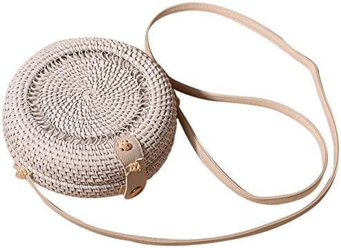 Tamkyo White Hollow Rattan Bag Bali Bohemian Women Vintage Straw Beach Handbag Round Crossbody Bag Handmade Shoulder Bags