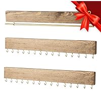 Ilyapa Wall Mounted Jewelry Organizer, Rustic Wood - Earring, Bracelet and Necklace Holder - 3 Piece Jewelry Hanger Rack Set