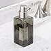 mDesign Modern Square Glass Refillable Foaming Hand Soap Dispenser Pump Bottle for Bathroom Vanities or Kitchen Sink, Countertops - 2 Pack, Smoke/Brushed