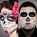 Day of the Dead Face Tattoos, Skeleton Tattoos Temporary, 6 Sheets Halloween Makeup Sugar Skull, Match Day of the Dead Costume, Glitter Red Roses Sugar Skull Tattoo Face, 36 Pcs, 6 Sheets