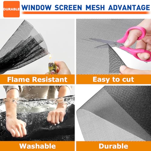 HOFUDON Window Screen Mesh, 39"x100' (100cm x 30m) Black | Moustiquaire Rouleau, Moustiquaire Magnétique Replacement, DIY Fiberglass Mesh, Window Screen Door Mesh For House Windows