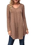Kranda Womens Tunic Sweaters Cable Knit Long Sleeve Pullover Sweater Dress