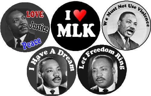 Set of 5 MARTIN LUTHER KING JR 1.25" Pinback Buttons Black History Month MLK Set #1