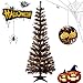 Black Tinsel Trees Collapsible, 5FT Artificial Halloween Christmas Tree Reusable, Pop Up Pencil Xmas Tree with Plastic Stand Outdoor Indoor for Home Decoration, Office, Party, Apartment, Fireplace