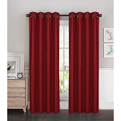 Window Elements Kim Faux Silk Extra Wide 108 x 84 in. Grommet Curtain Panel Pair, Burgundy