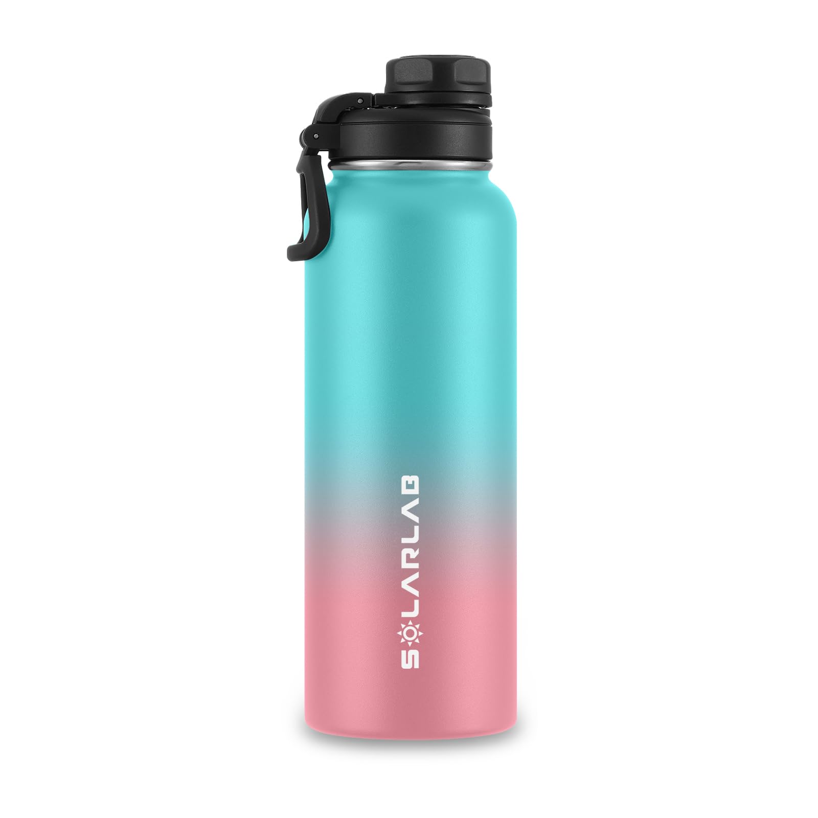 SOLARLAB Insulated Water Bottle 1.2 L Stainless Steel – Thermos Water Bottle – BPA Free – Perfect for Hot Drinks, Cold, Outdoors, Camping (1.2 L, Macaron Blue+Pinke)