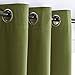 NICETOWN Christmas Window Decoration Thermal Insulated Solid Grommet Blackout Curtains/Drapes for Living Room (1 Pair, 42 by 63 inches, Olive Green)