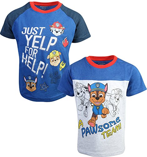 Nickelodeon Paw Patrol Boy\'s 2-Pack Short Sleeve Fashion T-Shirt, Help!/Paw Team, Size 3T'