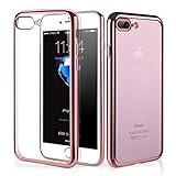 iPhone 7 Plus Case,Amuoc Soft Bumper Cover with Crystal Clear Back Panel Protective Case for iPhone 7 Plus (Rose gold)