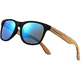 WOODONLY Retro Wood Polarized Sunglasses - Cool Style Matte Finish Frame with Wooden Temple for Men and Women Perfect Gifts