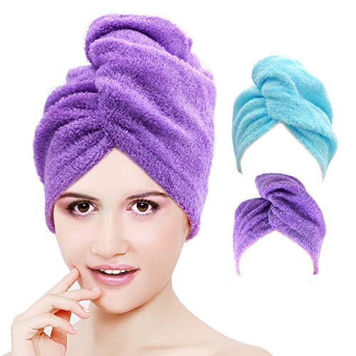 2 Pack Bamboo Hair Towel Wrap for Women Quick Dry Hair Turban with