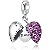 925 Sterling Silver Love Heart Charms fit Pandora Style Bracelets for Mothers Day Christmas Valentines Day Gift for Mom Wife Grandma