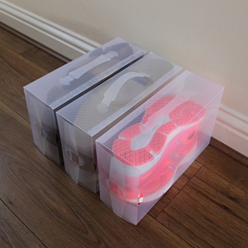 10 x Ladies Clear Plastic Stackable Folding Shoe Storage Boxes by