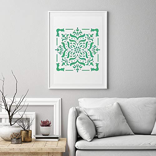 Painting-Stencils,Sosanping Drawing-Mandala-Template Reusable-Laser-Cut-Painting-Stencil for DIY-Decor, Wood, Airbrush, Rocks,Floor and Walls Art 6x6 inch(9 Pack) - Thumbnail 2