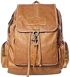 Coofit Women's Leather Backpack Purse Shoulders Bag Travel Bag Daypack (Camel)