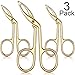 Hicarer 3 Pcs Eyebrow Tweezers Scissor for Women Facial Hair Handle Straight Tip Scissor Shaped Eyebrows Tweezers for Hair Plucker Remover Eyebrows Care Wig Plucking for Women Men(Gold Plated)
