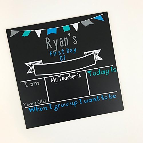 Personalized First day of School Chalkboard Sign- Grey/Turquoise