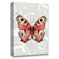 Canvas Wall Art Butterfly On The Newspaper Canvas Prints Home Artwork Decoration for Living Room,Bedroom - 12x18 inches