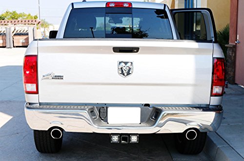 iJDMTOY Tow Hitch Mount 40W High Power CREE LED Reverse Lights, Off-Road Rear Search Lighting For 2003-up Dodge RAM 1500 (w/ Brackets, Switch & Wiring Harness)
