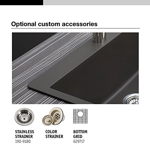 Houzer E-100 MIDNITE Quartztone Series Granite Dual Mount Bar/Prep Sink, Black (Renewed) - Thumbnail 6