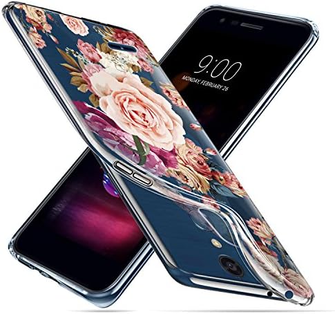 LG K10 2018 Case, LG K30 Case, LG Premier Pro Case, LG K10 Alpha Case, Yuanming Slim Shockproof Clear Floral Pattern Soft Flexible TPU Back Cover for LG K10 2018 (Purple Flower)