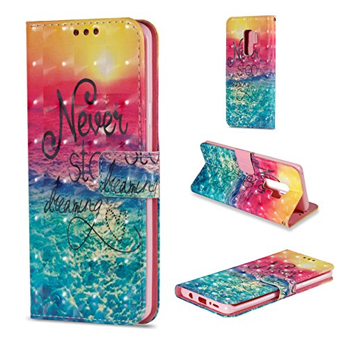Lucky Shop1234 Galaxy S9 Case, Galaxy S9 Wallet Case 3D Pattern Stand Leather Flip Case with Card Holder and Wrist Strap Cover for Samsung Galaxy S9 (005)