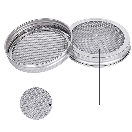 Sprouting Lids, Kmeivol AntiRust Canning Jar Mesh Lid, 100 Stainless