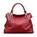 AINIMOER Womens Genuine Leather Vintage Tote Shoulder Bag Top-handle Crossbody Handbags Large Capacity Ladies' Purse (Wine)