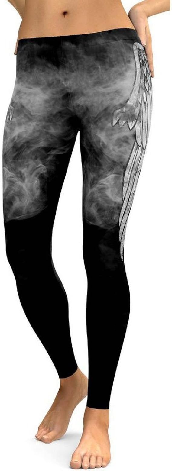 Pantalones Yoga Mujeres, Yusealia Cintura Alta Estampado de Plumas ...
