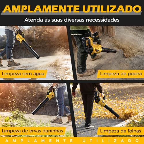 YARUIKE Soprador de Folhas, Soprador de Folhas Elétrico Sem Fio com 2 Baterias e Carregador, 5 Modos de Velocidade, Limpeza de Pátios, Sopradores para Cuidados com o Gramado e Poeira