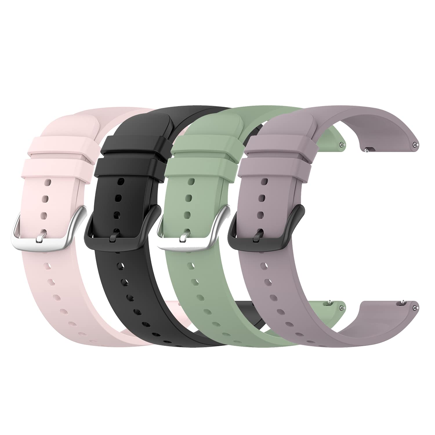 Chofit Straps Compatible with IMILAB KW66/YAMAY SW022/One Plus Strap, 4-Pack Soft Silicone Sport Wristband for 22mm Quick Release Replacement Band (4A)
