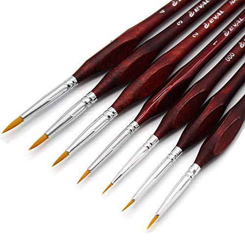 Mitini 7 Pieces Detail Paint Brush Set Miniature Artist Painting Brushes Painting Supplies for Watercolor Acrylic Oil Painting