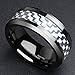 King Will GENTLEMENT 8mm Black Tungsten Ring Wedding Band Silver Carbon Fiber Inlay Beveled Edge Polished Finish