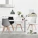FurnitureR Set of 4 Dining Chair Tulip Natural Solid Wood Legs Design with Cushioned Pad Armless Lounge Chairs Kitchen White