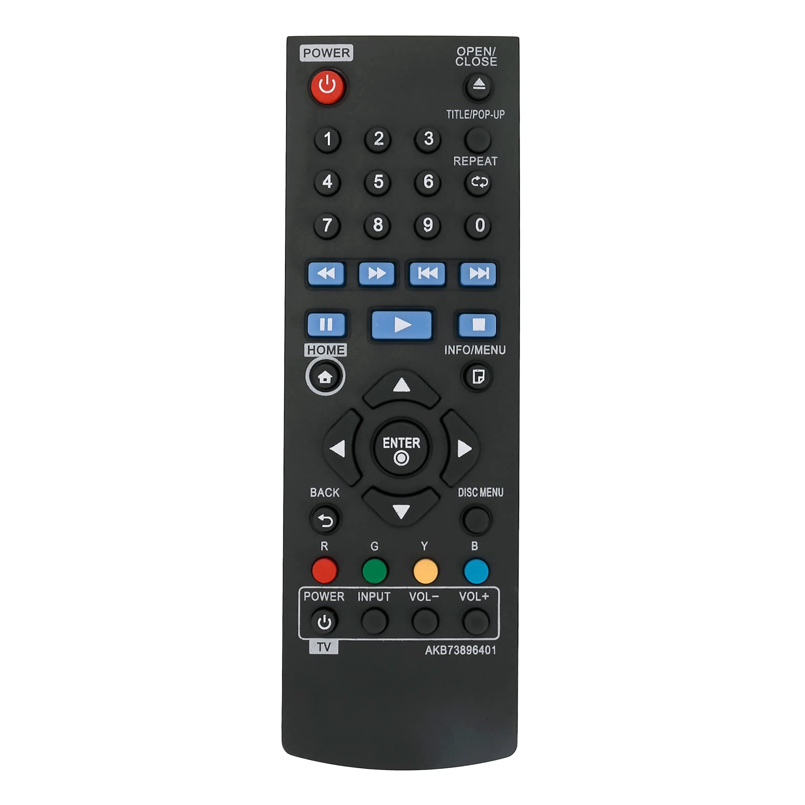 VINABTY AKB73896401 Remote Control Replaced fit for LG Blue-Ray Disc DVD Player BP250 BP135 BP240 BP300 BP335W BD640 BP325W BP335WN BP145 BP155N BP200 BP340 BP350