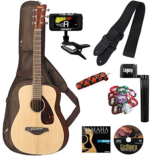 Yamaha JR2 3/4 Size Acoustic Guitar with Gig Bag and Legacy Accessory Bundle