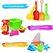 23 Pcs Beach Sand Toys Set, Ohuhu Beach Toys for Age 3-10, Include Beach Molds, Sand Molds, Bucket, Beach Shovel Tool Kit, Sand Water Wheel, Animals, Castle, for Toddlers, Kids with Mesh Bag
