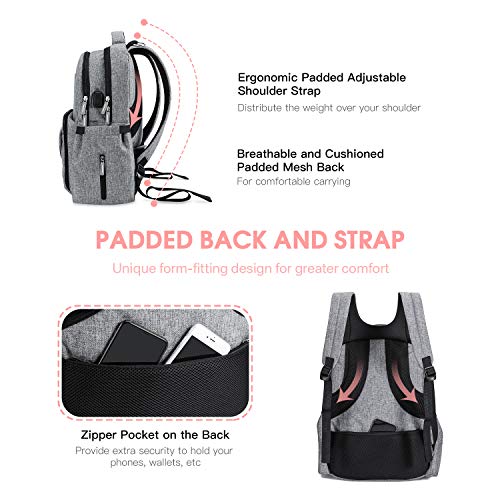 Diaper Bag Backpack,Chuntianli Multi-Function Travel Back Pack Large Maternity Baby Nappy Changing Bag Organizer,Waterproof/Durable,with USB Charging Port/Insulated Holder Pockets/Stroller Strap, Gray - Thumbnail 2