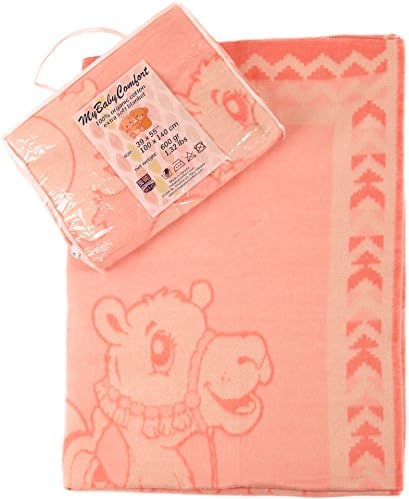 Organic Cotton Baby Blanket for Girl in Pink color, 39"x55". Soft Large Warm Receiving Blanket. Best Baby Gift.