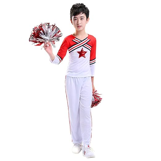 G-Kids Mädchen Jungen Cheerleader Kostüm Cheerleading Cheerleader Uniform Kinder Karneval Fasching Party Halloween Kostüm mit