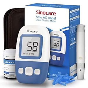 sinocare Diabetes Test Kit, Blood Glucose Monitor [2020 Upgrade] with High-End Chip, 5s Testing Time, 200 Memory Capacity, Blood Sugar Tester with Test Strips x 50 (Safe AQ Angel) mmol/L