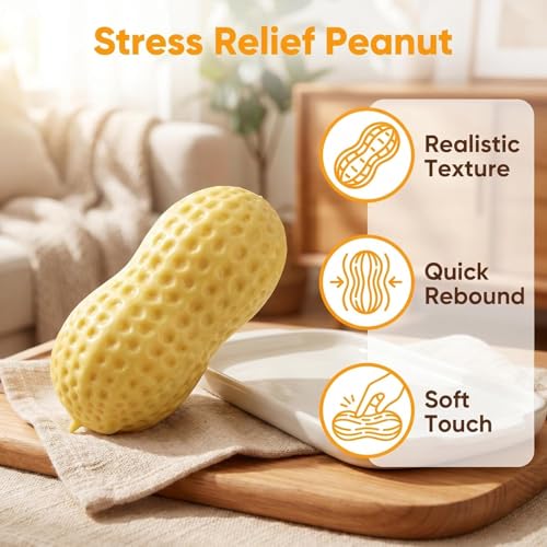 SLEEPHEAD®Peanut Squishies, Peanut Shaped Squish Balls,Squeeze Dough Ball ,Soft Stress Relief Sensory Fidget Toys,Soft Stress Relief Sensory Fidget Toys for Adults Anxiety Relief Hand Relax