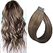 Brown Hair Extensions Tape in Human Hair #8 Ash Brown Straight Hair Extensions Seamless Skin Weft Remy Tape ins Hair Extensions 16 Inch 30grams 20pcs