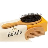 Detangling Boar Bristle Hair Brush Set | Hairbrush for Thick, Long and Curly Hair | Restores Shine and Texture to Your Hair | Wooden Comb, Travel Bag & Spa Headband Included