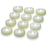 Flameless Floating LED Wax Candles - Water Activated Battery Flickering Tea Light Candle for Cylinder Vase Wedding Party Centerpieces Pool & SPA 150+ Hours Decor Lighting (White LED 12 Pack 3" Candle)